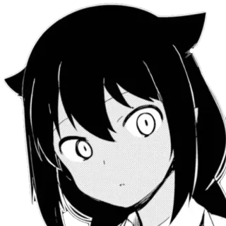 🤔 anime, manga, cat ears, shocked, surprised whatsapp sticker