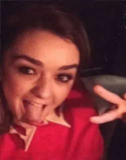 😜 selfie, woman, peace sign, tongue, portrait, person telegram sticker
