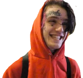 😃 Lil Peep แร็ปเปอร์, นักดนตรี, ยิ้ม, ภาพเหมือน, รอยสักบนใบหน้า telegram sticker