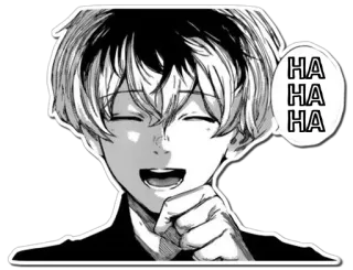 😄 HA HA HA riendo, manga, anime, feliz, chico, dibujos animados telegram sticker