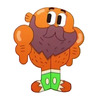 💪 Darwin The Amazing World of Gumball Dibujo animado, Pez, Naranja, Barba, Músculo whatsapp sticker