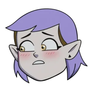 😳 Amity Blight The Owl House cartoon, animated, blush, purple hair, elf ears telegram sticker