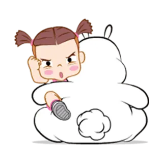 😠 Cartoon, Mädchen, Hase, Wütend, Süß telegram sticker