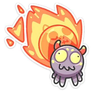 🔥 monstro, fogo, desenho animado, adesivo, roxo, amarelo whatsapp sticker