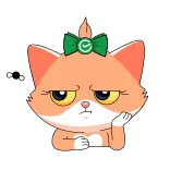 😒 gato, fofo, animal, animal de estimação, desenho animado, laço whatsapp sticker