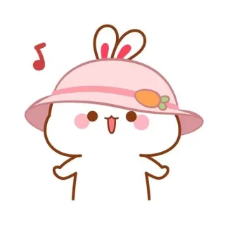 🌟 cartoon, bunny, cute, rabbit, hat, music, kawaii whatsapp sticker