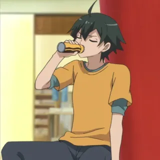 🥀 Hachiman Hikigaya My Teen Romantic Comedy SNAFU Anime, Personagem, Bebendo, Adolescente, Sentado telegram sticker