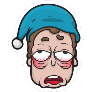 😴 困, 累, 卡通, 眼睛, 睡衣 telegram sticker