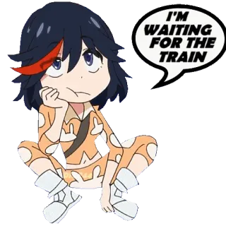 🚝 Ryuko Matoi Kill la Kill I'M WAITING FOR THE TRAIN Anime, Warten, Zug, Kill la Kill, Ryuko Matoi telegram sticker