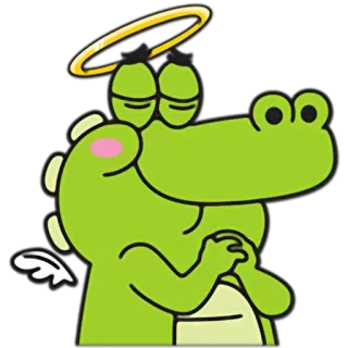 😇 crocodile, cartoon, angel, cute, peaceful, innocent, halo, animal telegram sticker