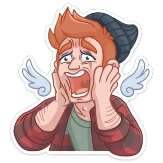 😳 Cartone animato, Uomo, Ali, Scioccato, Emozione, Paura whatsapp sticker