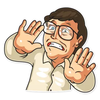 😨 dessin animé, homme, lunettes, peur, expression, autocollant telegram sticker