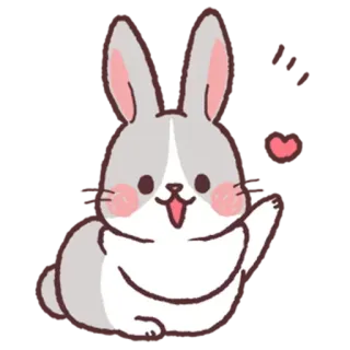 ❤️ กระต่าย, บันนี่, น่ารัก, สัตว์, การ์ตูน, หัวใจ, คำทักทาย telegram sticker