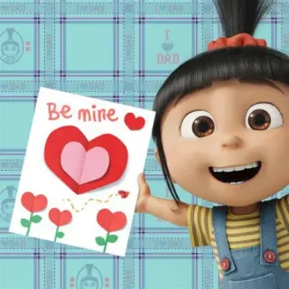 ✳️ Agnes Despicable Me Be mine valentine's day, hearts, love, cartoon, character, greeting card telegram sticker