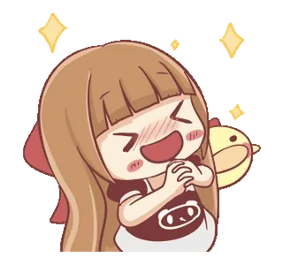 🍞 Аниме, Мультфильм, Милый, Блестки, Девушка, Курица telegram sticker