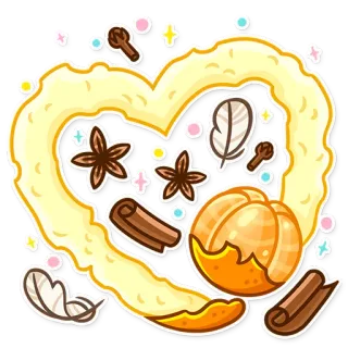 💛 mandarin, heart, cloves, cinnamon, anise stars, winter, spice telegram sticker