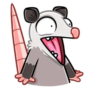 😳 Zarigüeya, Dibujos animados, Animal, Divertido, Tonto, Lindo whatsapp sticker