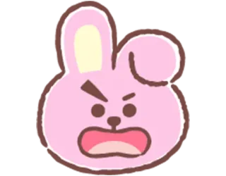 😧 Cooky Cooky, BT21, character, bunny, angry, cartoon telegram sticker