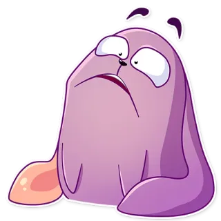 😦 cartoon, sticker, funny, character, purple whatsapp sticker