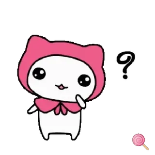 🐱 fofo, kawaii, adesivo, pergunta, pirulito telegram sticker