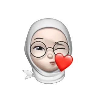 🦴 Avatar, Emoji, Hijab, Frau, Muslim, Brille, Zwinkern, Herz telegram sticker