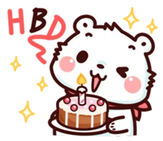 🎉 HBD gelukkige verjaardag, verjaardag, feest, taart, beer, schattig telegram sticker