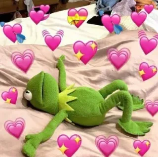 💗 Kermit kermit la grenouille, coeurs, amour, muppets, mème, mignon whatsapp sticker