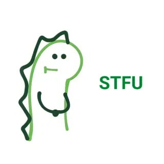 ✨ STFU dinozaur, kreskówka, obraźliwe, slang, wyrażenie, zamknij się telegram sticker