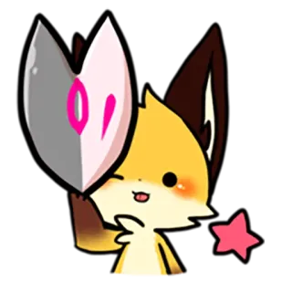 🙆 fuchs, anime, cartoon, maske, süß, kawaii telegram sticker