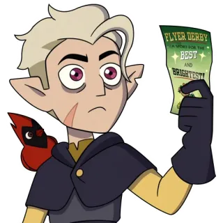 😕 Hunter The Owl House Flyer Derby. A spot for the best and brightest! dibujos animados, The Owl House, Flyer Derby, Hunter, Cardinal, serie animada, fantasía, bruja telegram sticker