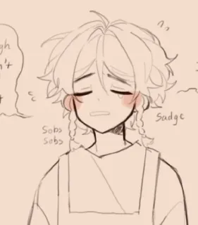 🌟 Sobs
Sadge Anime, Kreskówka, Płacz, Smutny, Szkic, Ilustracja, Emocjonalny telegram sticker