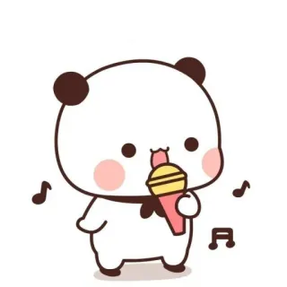 🎤 Panda, Cartone animato, Carino, Cantando, Microfono telegram sticker
