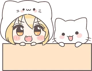 👀 Anime, Chat, Mignon, Autocollant, Kawaii, Animal telegram sticker