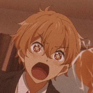 🥯 Anime, Desenho animado, Chocado, Cabelo laranja, Olhos, Fofo telegram sticker
