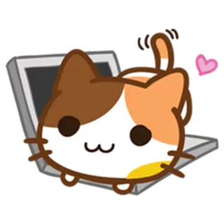 💕 猫, コンピューター, かわいい, 可愛い, ステッカー, 動物, ハート telegram sticker