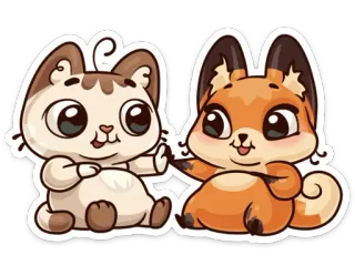 🍊 Katze, Fuchs, Süß, Tiere, Cartoon telegram sticker