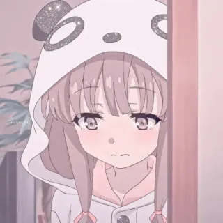 ❤️ Anime, Fille, Panda, Sweat à capuche, Mignon, Kawaii telegram sticker