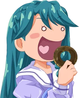 🍩 Anime, Ragazza, Ciambella, Cartone animato, Kawaii, Carino telegram sticker