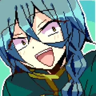💙 Anime, Pixel art, Faccia buffa, Cartone animato, Personaggio femminile whatsapp sticker