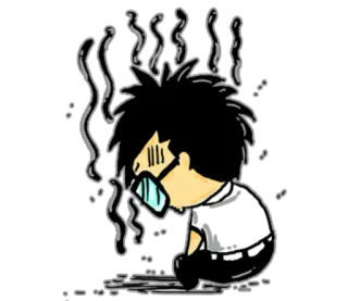 😔 triste, deprimido, ansioso, exausto, desenho animado, personagem, stress whatsapp sticker