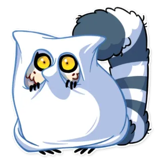 👻 キツネザル, 動物, 漫画, かわいい, 枕 telegram sticker