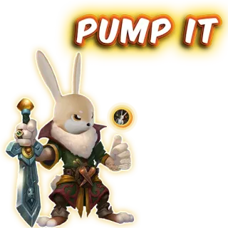 🚀 PUMP IT зайчик, кролик, палец вверх, меч, качай telegram sticker