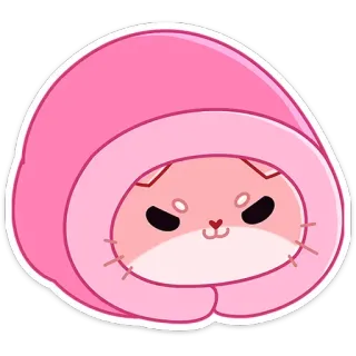 👀 кот, розовый, каваи, милый, животное, мультик, стикер telegram sticker
