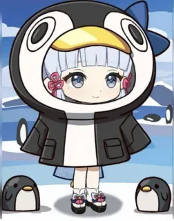🙂 ちび, ペンギン, 可愛い, アニメ, 漫画, キャラクター telegram sticker