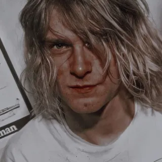 😗 Kurt Cobain músico, cantor, cabelo loiro, retrato, rock, grunge telegram sticker
