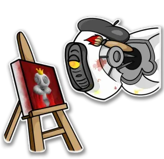 👩‍🎨 GLaDOS Portal robot, pintura, artista, IA, portal telegram sticker