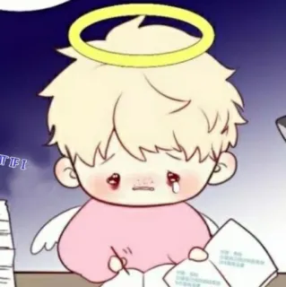 ✨ ángel, lindo, dibujos animados, llorando, halo, dibujo whatsapp sticker