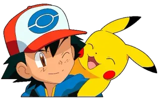 🤎 Ash Ketchum Pokemon Ash Ketchum, Pikachu, Pokémon, Anime, Cartoon, Freundschaft whatsapp sticker