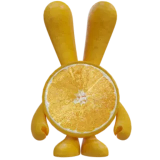 🍊 สีส้ม, ผลไม้, การ์ตูน, ตัวละคร, กระต่าย, สีเหลือง telegram sticker