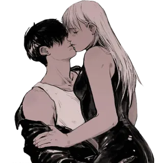 ❤️ beijo, amor, casal, romance, carinho, arte, ilustração whatsapp sticker